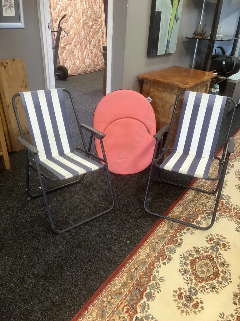 Pair of Folding Chairs & Pink LIFE! Folding Chair Image 1++