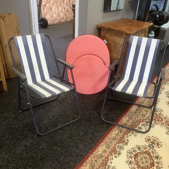 Pair of Folding Chairs & Pink LIFE! Folding Chair