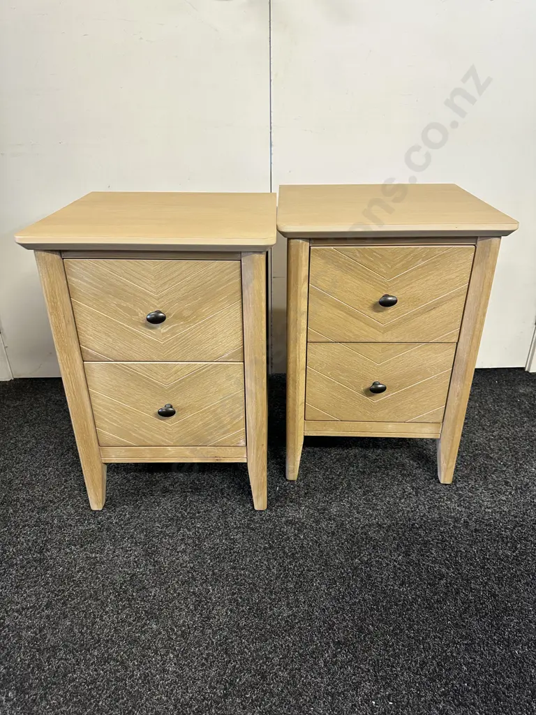Debonaire Furniture Sold By Van Dykes Living Pair Of Two Drawer Bedside Cabinets H61 W42.5 D41cm. Image 1++