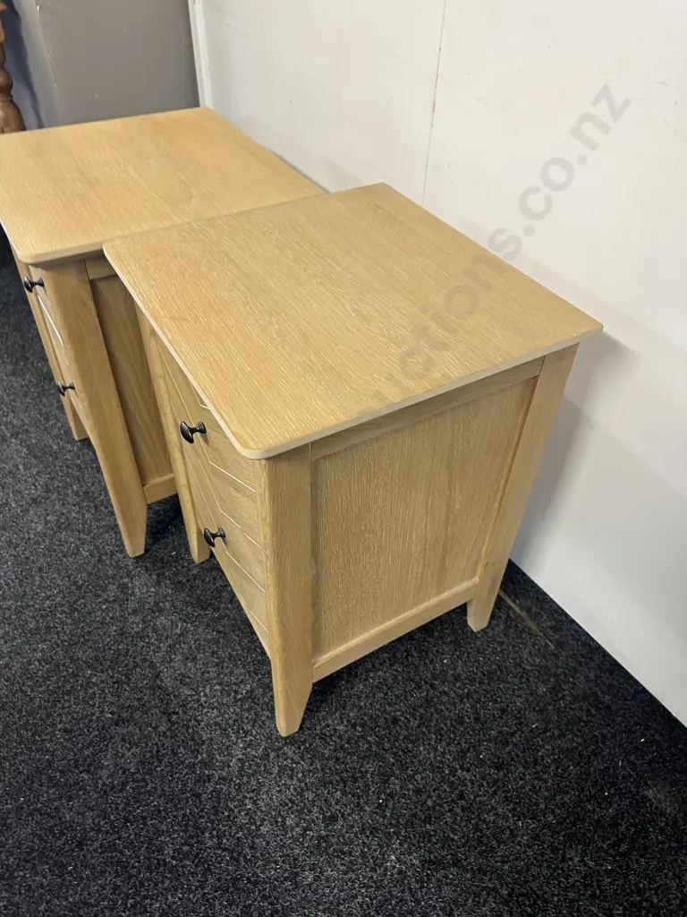 Debonaire Furniture Sold By Van Dykes Living Pair Of Two Drawer Bedside Cabinets H61 W42.5 D41cm. Image 1++