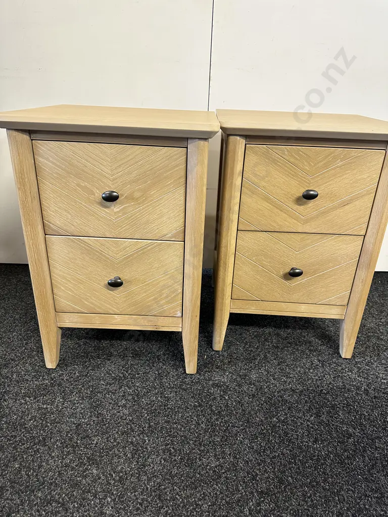 Debonaire Furniture Sold By Van Dykes Living Pair Of Two Drawer Bedside Cabinets H61 W42.5 D41cm. Image 1++