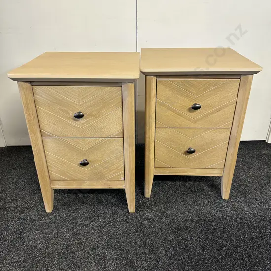 Debonaire Furniture Sold By Van Dykes Living Pair Of Two Drawer Bedside Cabinets H61 W42.5 D41cm.
