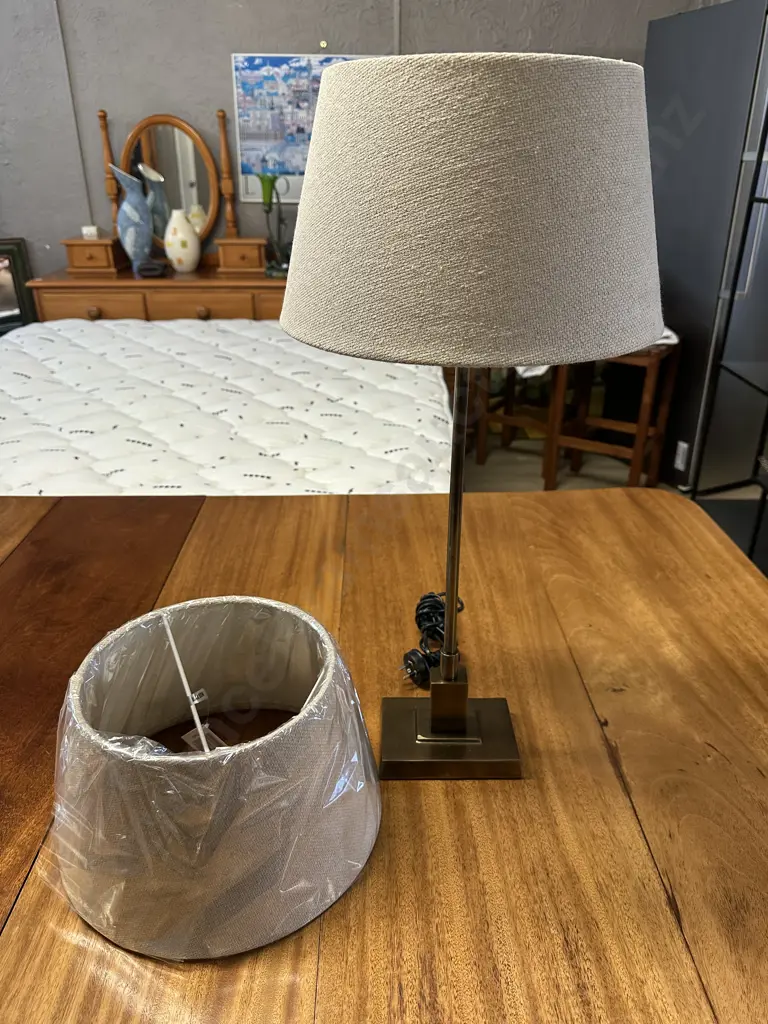 C.C Interiors Ltd Table Lamp With Linen Look  Shade H65cm. Image 1++