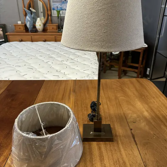 C.C Interiors Ltd Table Lamp With Linen Look  Shade H65cm.