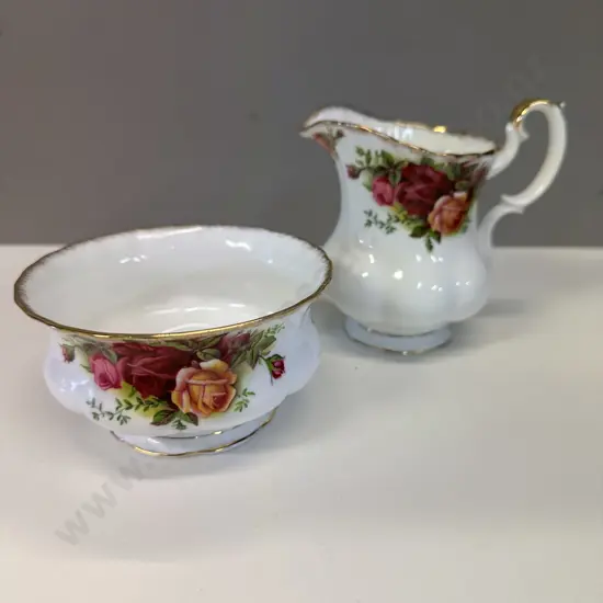 Royal Albert Old Country Roses Bone China Jug & Creamer - Made in England. 1962-1973