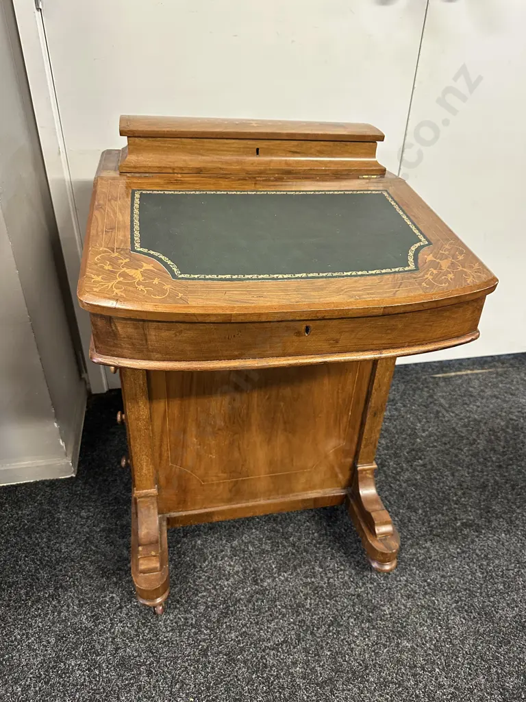 Victorian Burr Walnut Inlay Davenport Desk H80 W54 D50cm. Image 1++