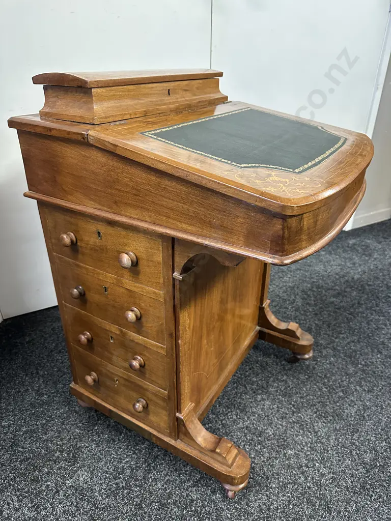 Victorian Burr Walnut Inlay Davenport Desk H80 W54 D50cm. Image 1++