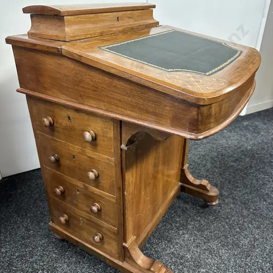Victorian Burr Walnut Inlay Davenport Desk H80 W54 D50cm.