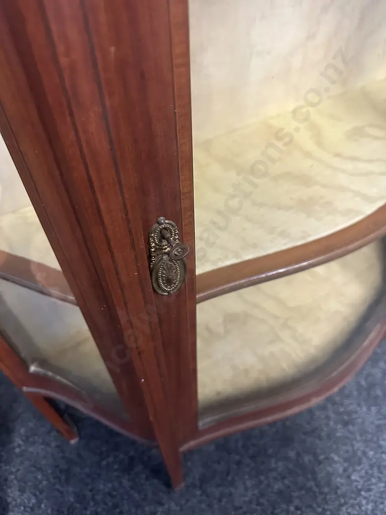Antique Victorian Bow Front Satinwood Display Cabinet Single Door Tapered Legs H166 W104 D40cm. Image 1++