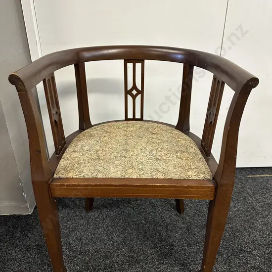 Antique Mahogany Edwardian Tub Chair, Semi Circular Back & Tapered Legs