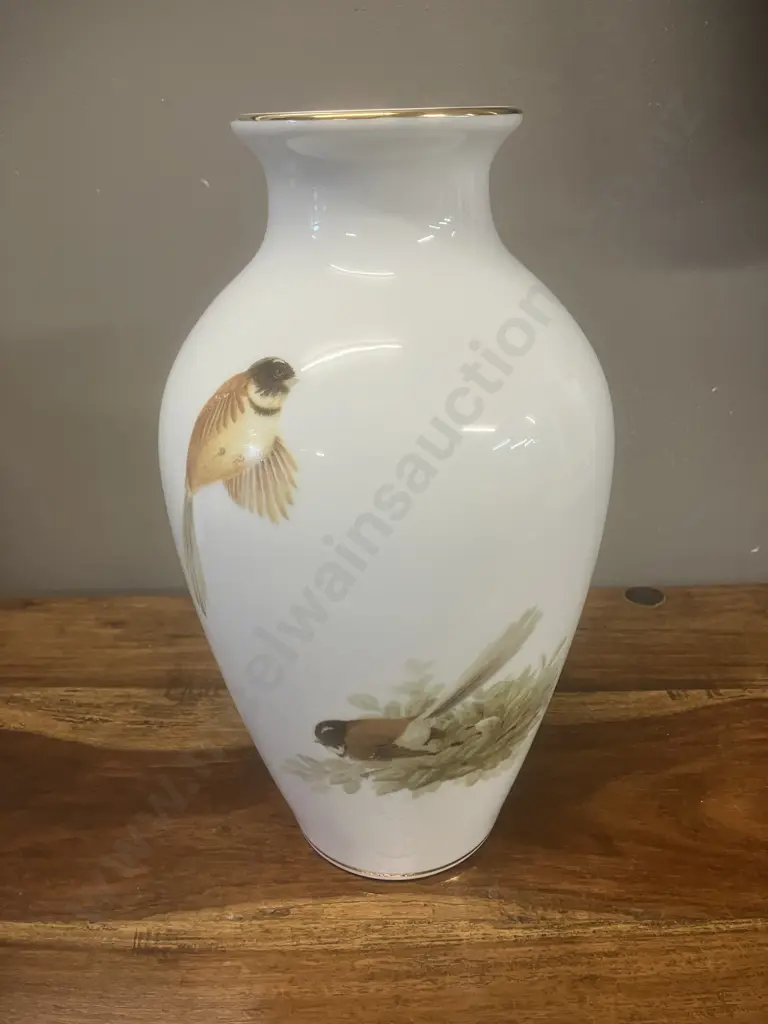 Porcelain Fantails Vase #282 by Raymond Fowler, Signed on Base. H26cm Image 1++