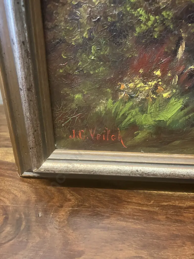 John Charles Veitch (1853-1939) Oil On Canvas, Lake Scene. Signed (Lower Left). 37 x 68cm Image 1++