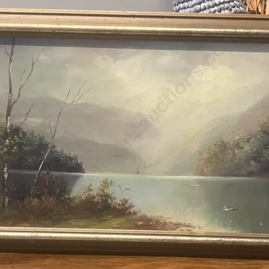 John Charles Veitch (1853-1939) Oil On Canvas, Lake Scene. Signed (Lower Left). 37 x 68cm