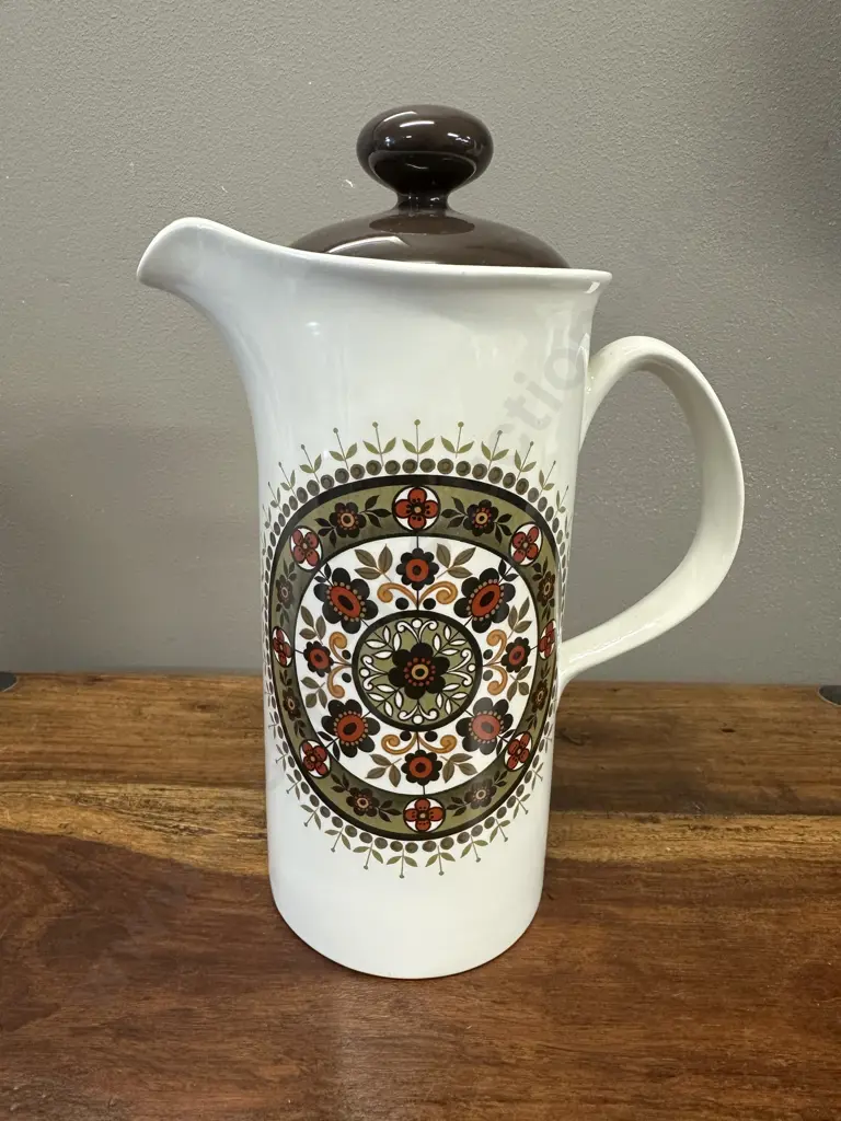 Vintage Ridgway Ironstone Coffee Pot Navajo II Pattern H26cm. Image 1++