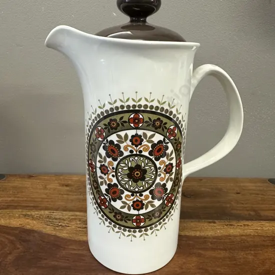 Vintage Ridgway Ironstone Coffee Pot Navajo II Pattern H26cm.