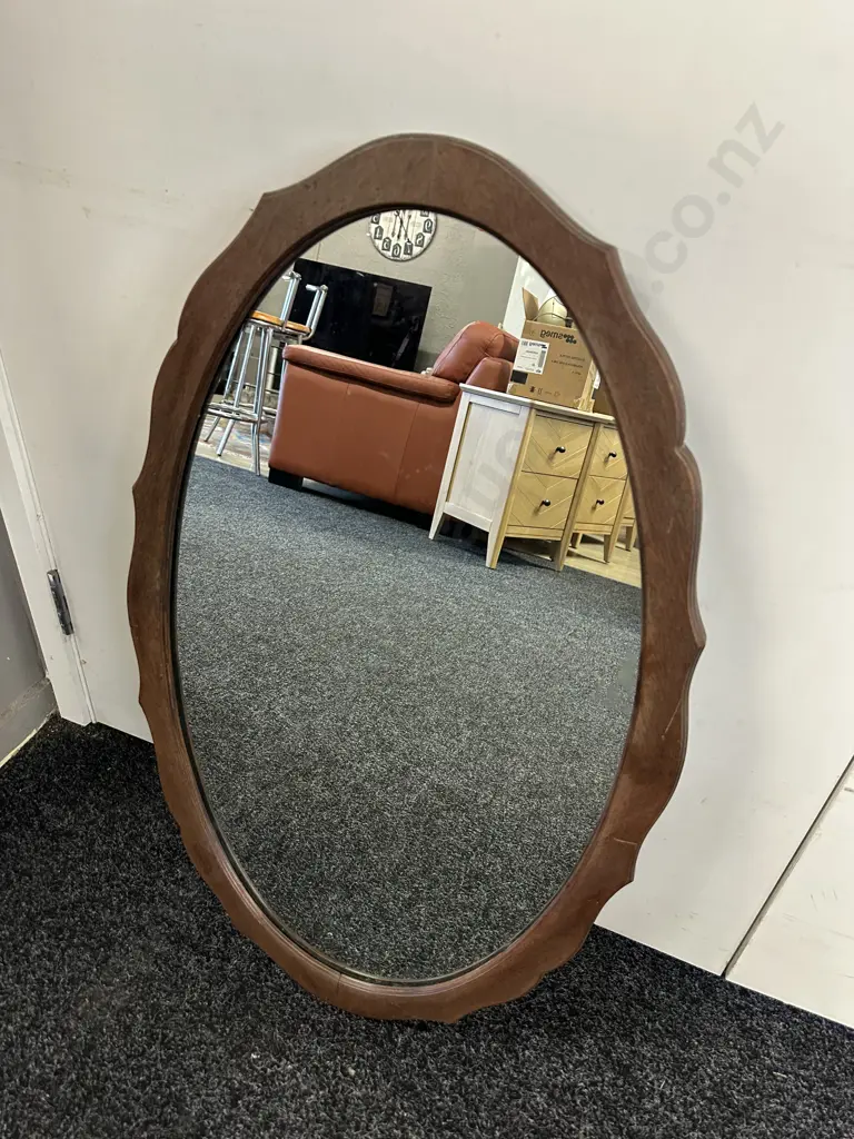 Vintage Oval Scalloped Edge Mirror 79x47cm Image 1++