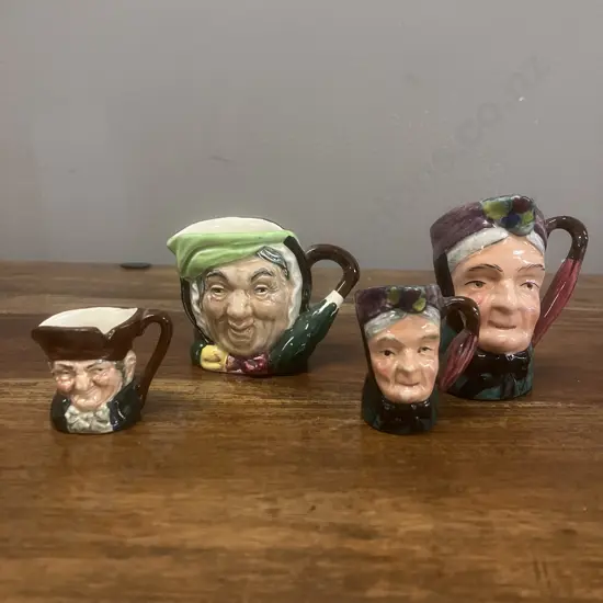 Royal Doulton & Sterling Potteries Miniature Character Jugs x 4