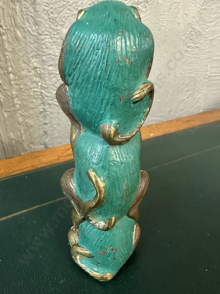Vintage Brass Stacking Monkey Figurine "Three Wise Monkeys" Image 1++