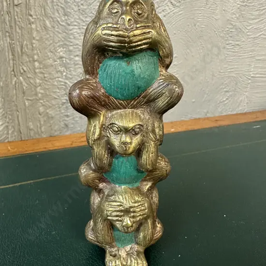 Vintage Brass Stacking Monkey Figurine "Three Wise Monkeys"