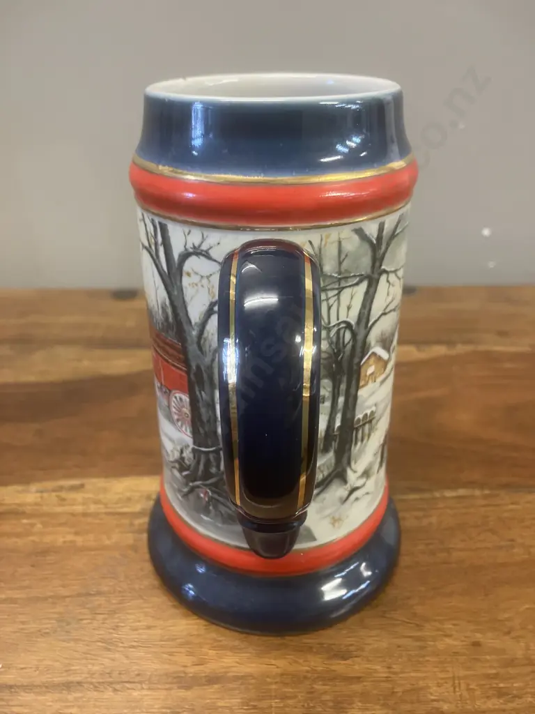 Vintage 1990 "An American Tradition" Anheuser Busch Budweiser Holiday Stein. 18cm Image 1++
