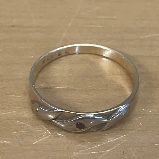 Ladies Gold Ring Stamped 9ct With Blue & Clear Stones