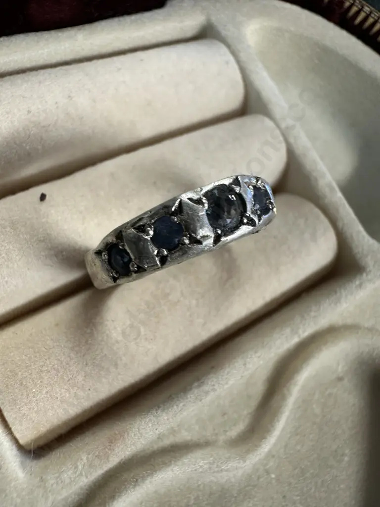Stamped 925 'Savage' Ring With Five Blue Stones Image 1++