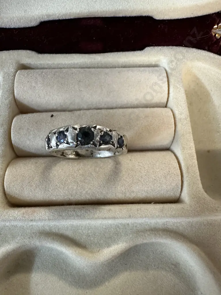 Stamped 925 'Savage' Ring With Five Blue Stones Image 1++