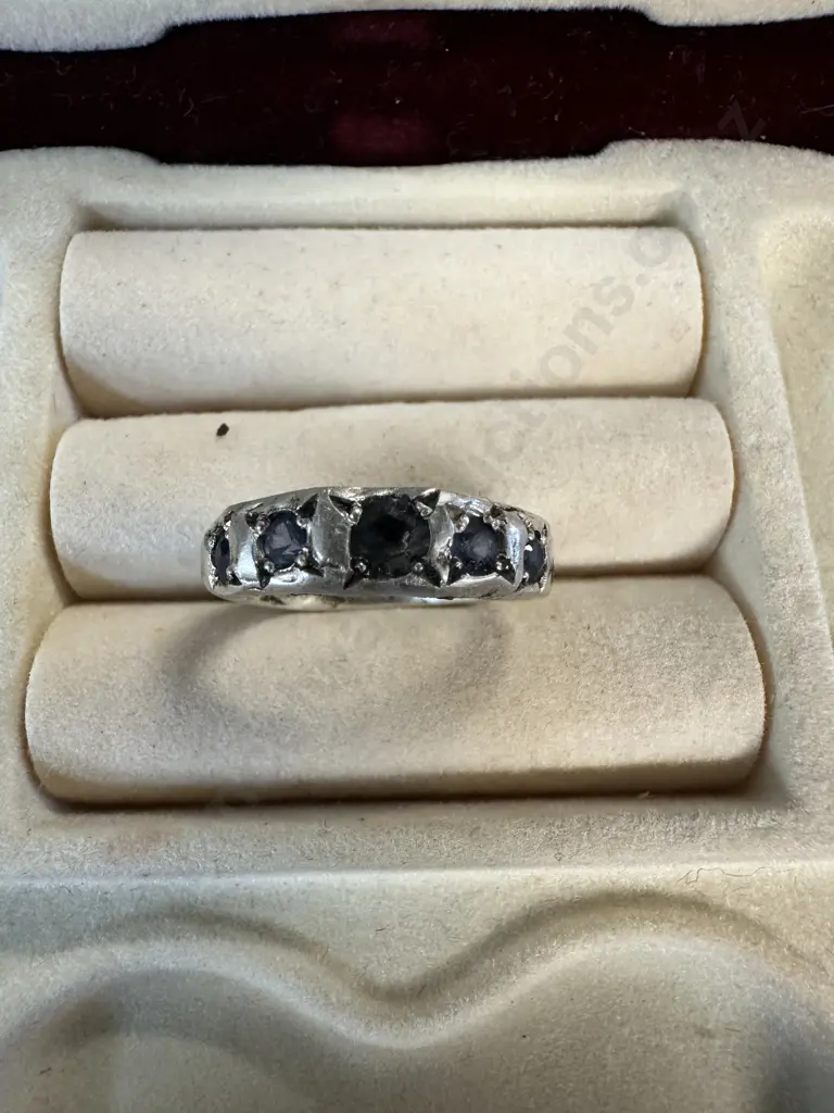 Stamped 925 'Savage' Ring With Five Blue Stones Image 1++