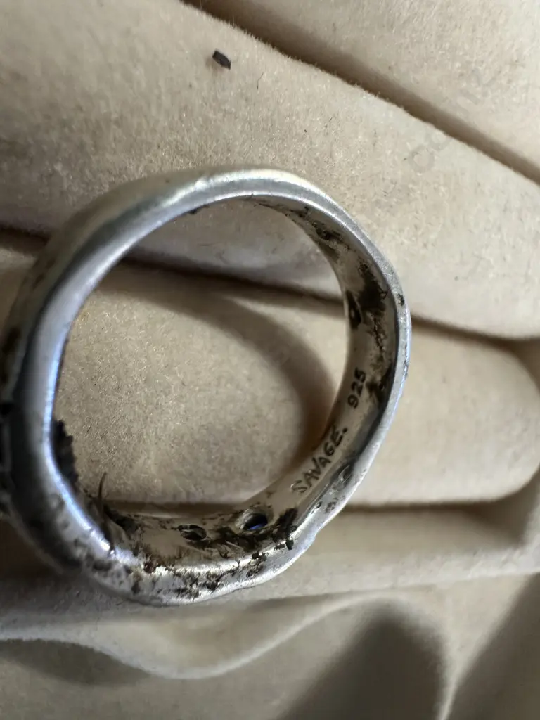 Stamped 925 'Savage' Ring With Five Blue Stones Image 1++