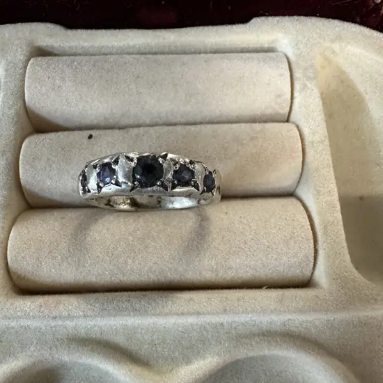 Stamped 925 'Savage' Ring With Five Blue Stones