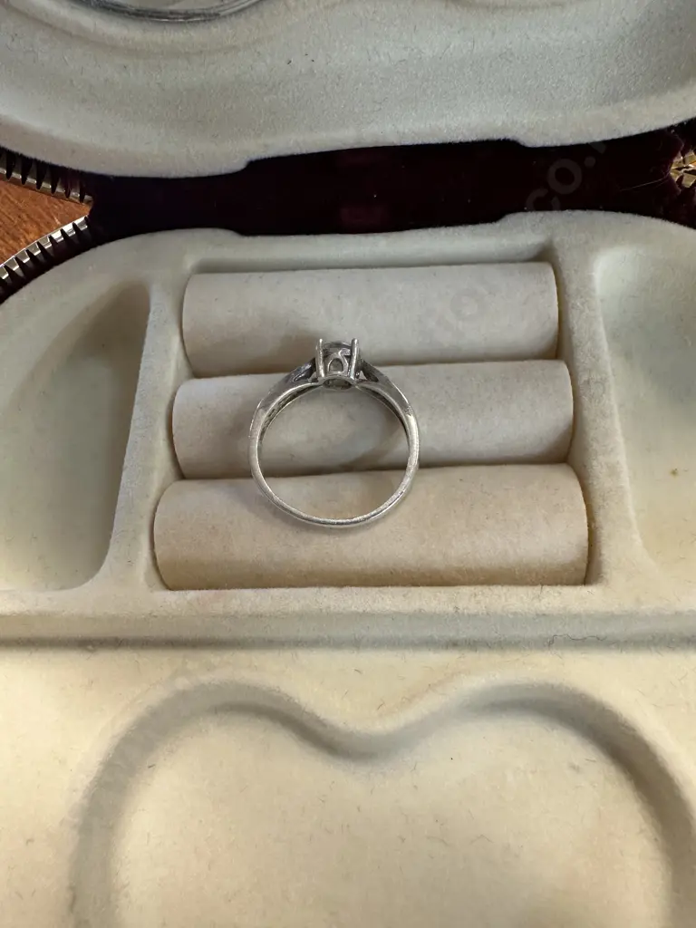 Stamped ? Ring Large Clear Stone With Eight Small Stones Image 1++
