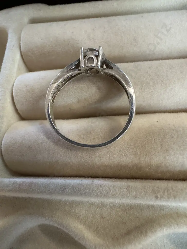 Stamped ? Ring Large Clear Stone With Eight Small Stones Image 1++