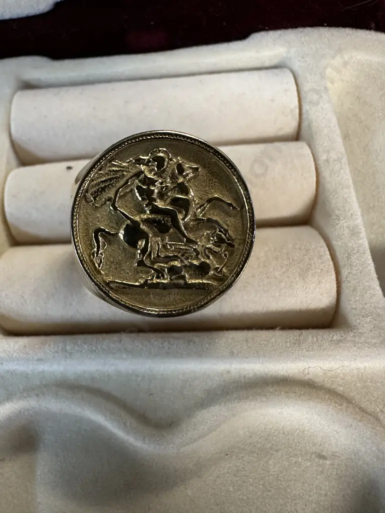 St George Slaying Dragons Gold Plated Ring Image 1++