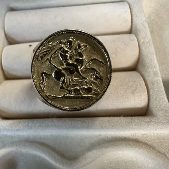 St George Slaying Dragons Gold Plated Ring