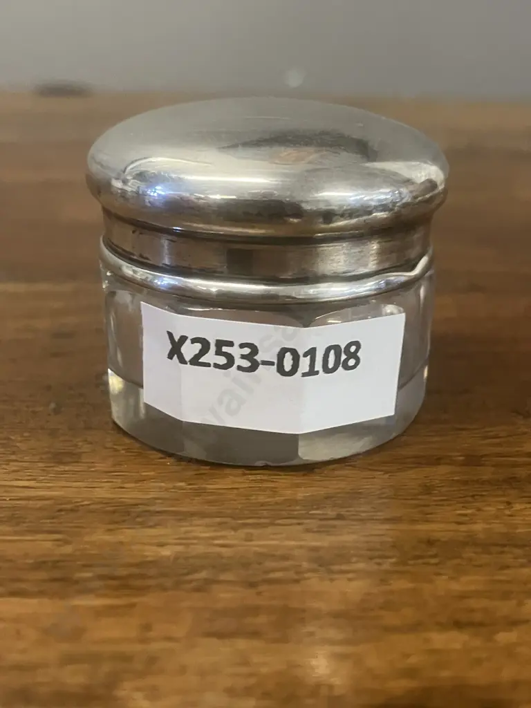 Antique George V Sterling Silver-Lidded Cut Glass Trinket Jar by J H Worrall, Son & Co Ltd, London Hallmarked 1916 Image 1++