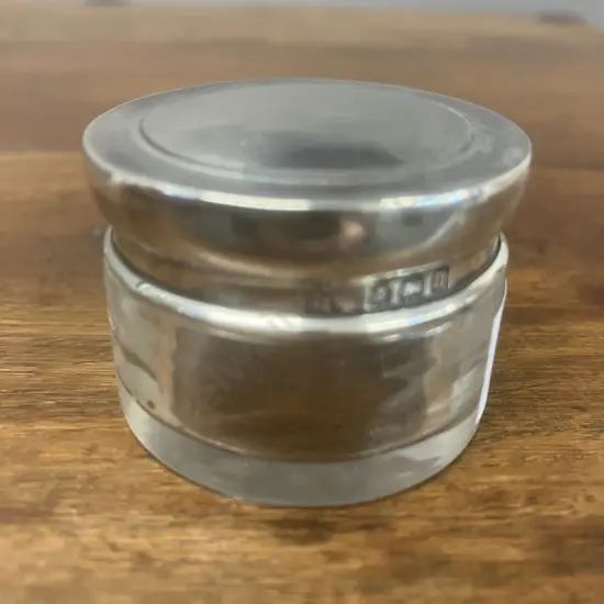 Antique George V Sterling Silver-Lidded Cut Glass Trinket Jar by Synyer & Beddoes, Birmingham Hallmarked 1912