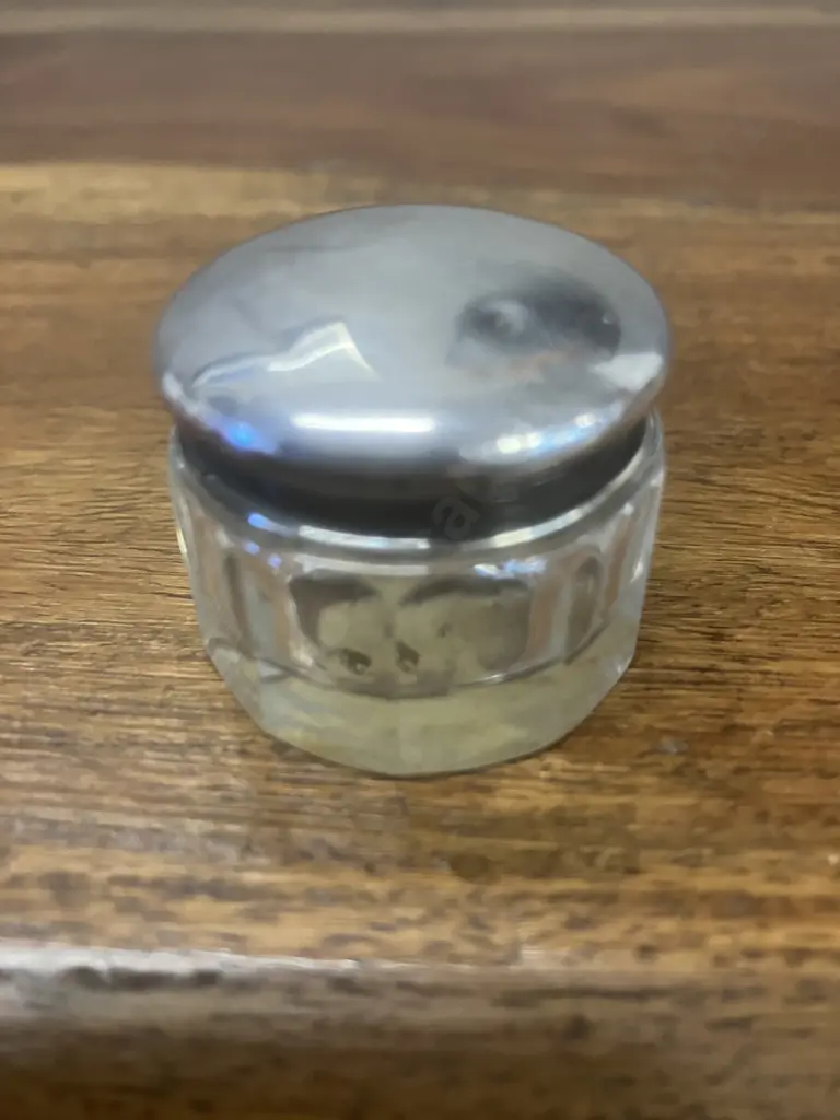 Antique Sterling Silver-Lidded Vanity Jar, Hallmarked (G&C..?) Birmingham 1920 Image 1++