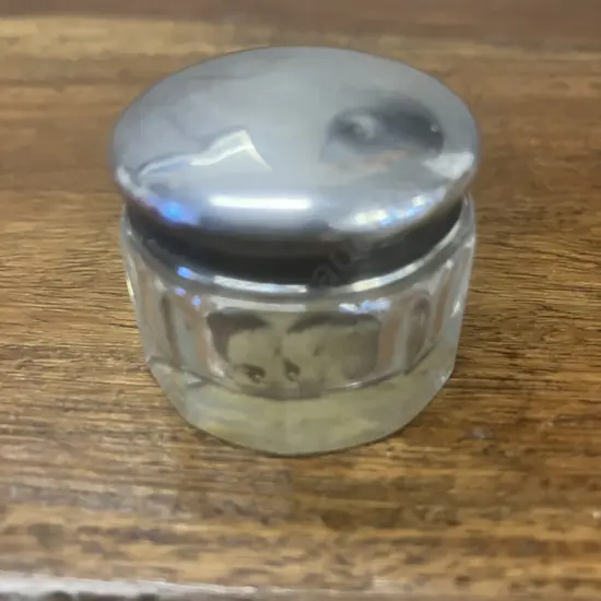 Antique Sterling Silver-Lidded Vanity Jar, Hallmarked (G&C..?) Birmingham 1920