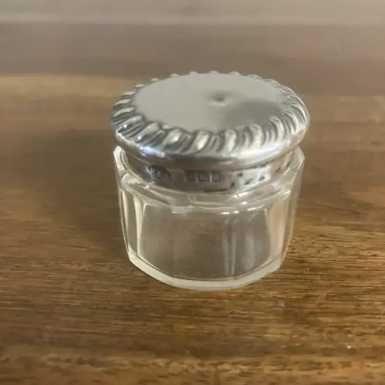 Antique George V Sterling Silver-Lidded Cut Glass Trinket Jar, Hallmarked Birmingham 1918