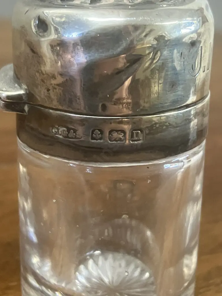 Antique George V Sterling Silver Scent Bottle, Enamel Scot's Thistle by John Grinsell & Sons Birmingham Hallmarked 1912 Image 1++