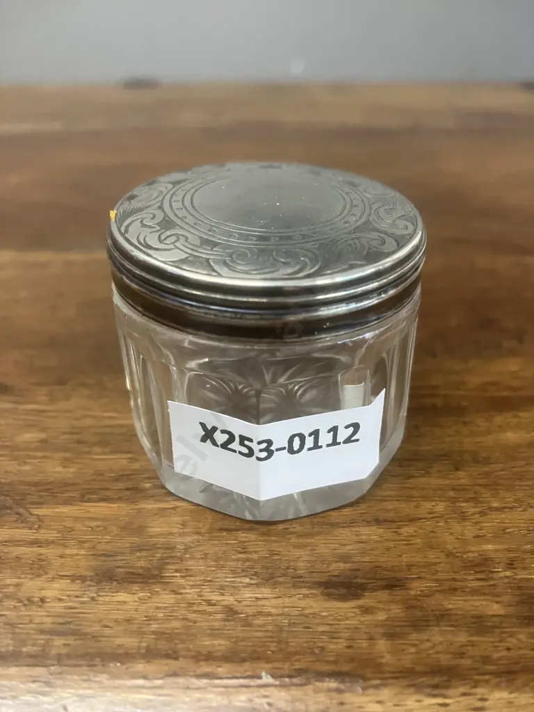 George Betjemann & Sons Victorian Antique Silver Mounted Vanity Jar, Hallmarked London 1878 Image 1++