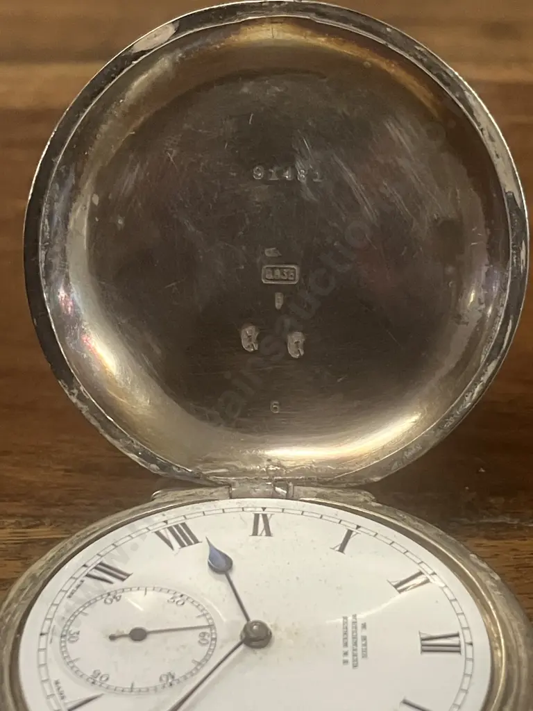 Antique Full Hunter Pocket Watch by W. Hyde Eltham NZ, Swiss Silver (0.935 With 3 Bears Hallmark) Watch Case Image 1++