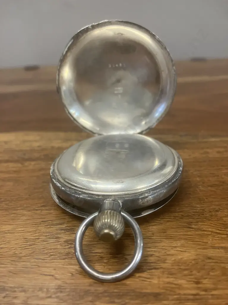Antique Full Hunter Pocket Watch by W. Hyde Eltham NZ, Swiss Silver (0.935 With 3 Bears Hallmark) Watch Case Image 1++