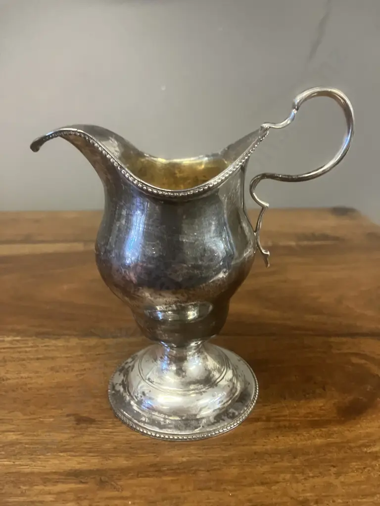 Victorian Antique Sterling Silver Cream Jug by Walter Morrisse London Hallmarked 1849 (127g) Image 1++