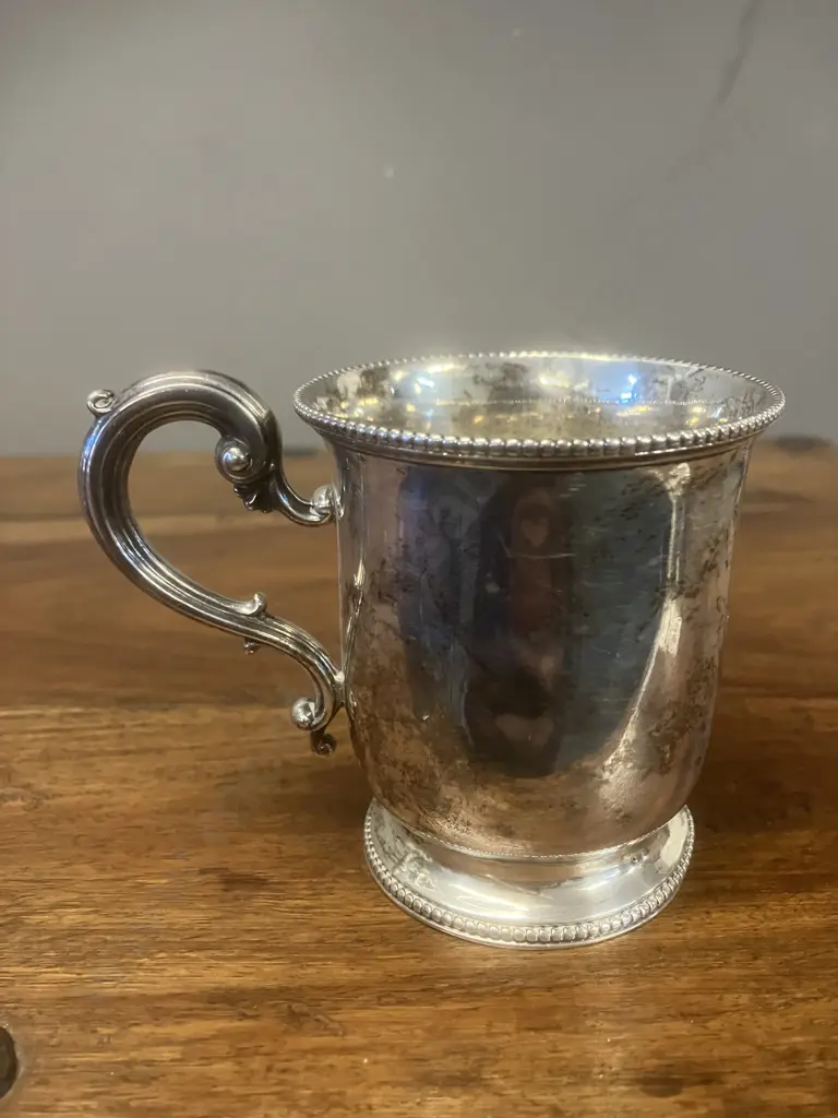 Victorian Antique Sterling Silver Christening Mug by Edward & John Barnard London Hallmarked 1855 (124g) Image 1++