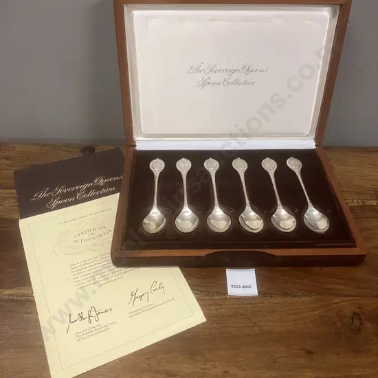 The Sovereign Queens Spoon Collection, Hallmarked Sterling Silver, Cased With COA (155 gm)
