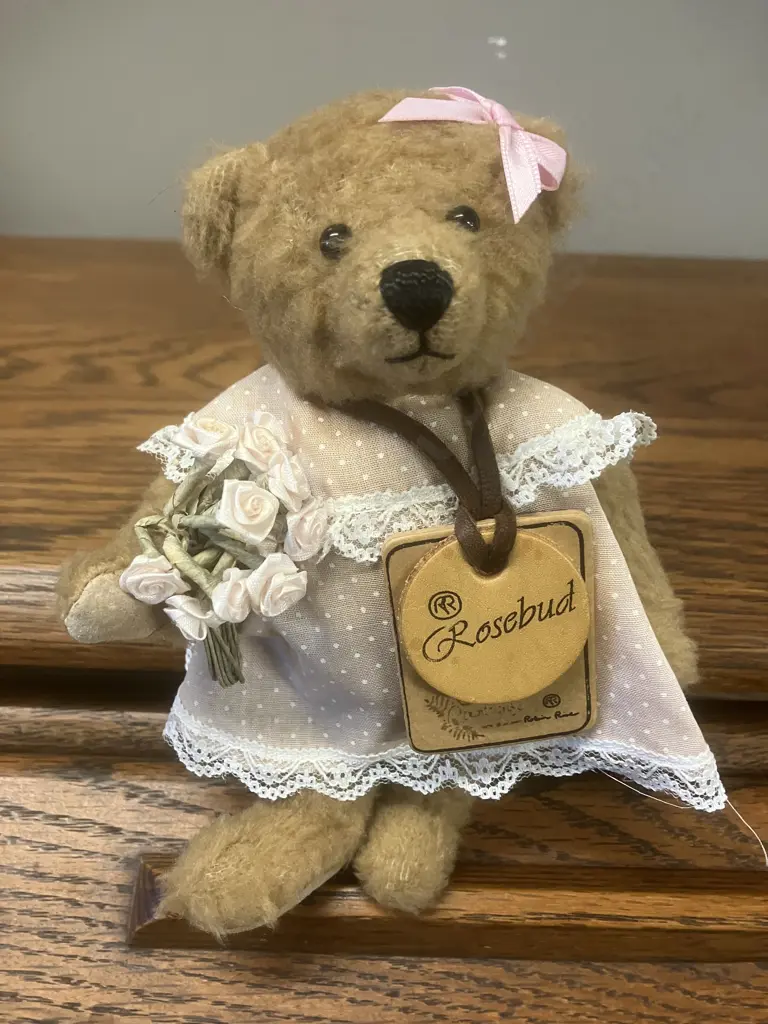 Robin Rive "Rosebud" Country Life Retired Limited Edition Teddy Bear, #49 of 2000. 7cm, Jointed Handmade With Tags Image 1++