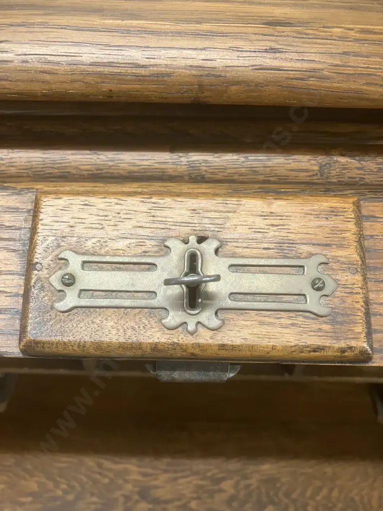 Antique Solid Oak Roll Top Desk With Key. H122 W127 D77cm Image 1++