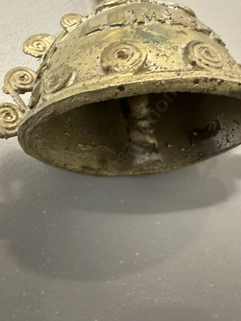 Antique Style Brass Bell Domed Shape Embossed Swirls Image 1++