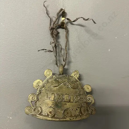 Antique Style Brass Bell Domed Shape Embossed Swirls